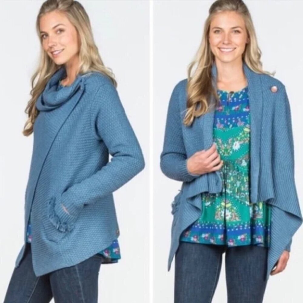 MATILDA JANE Envision This Wrap Blue Sweater Size Large